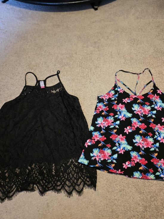 No Boundaries Tops - No Boundaries Black Lace Camisole & Floral Strappy Camisole